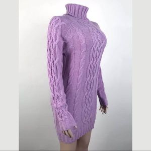 Purple Knit Sweater Dress